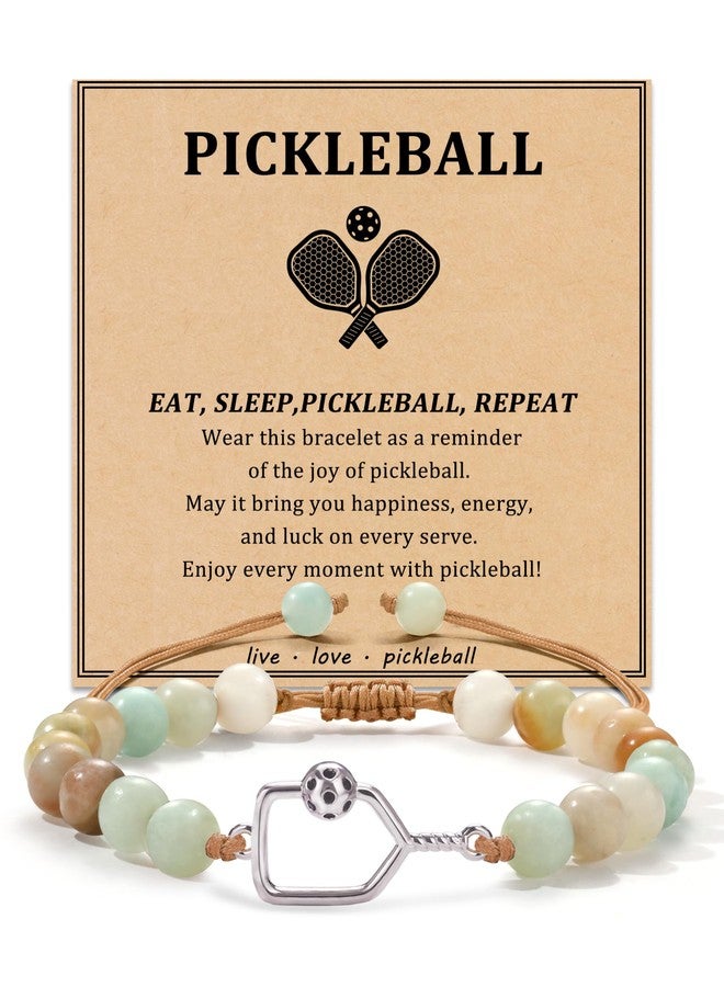 Sistble Pickleball Bracelet Gifts for Pickleball Lovers, Pickleball Bracelets for Women Teen Gifts Natural Stone Pickleball Accessories Birthday Gifts for Pickleball Friends Sport Jewelry - Image 1